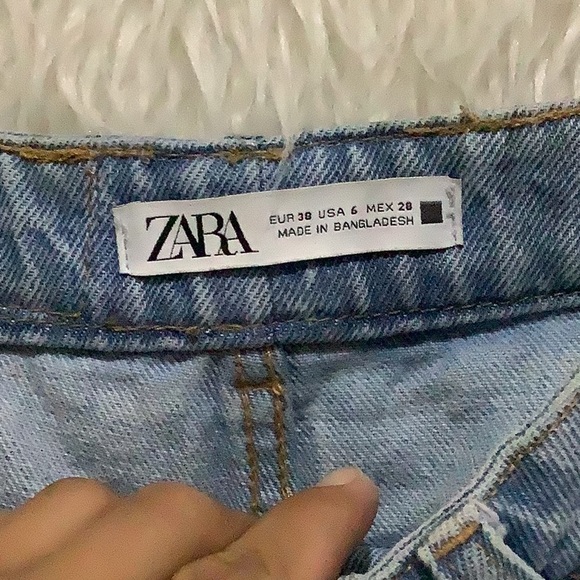 Zara high waist blue denim button fly summer shorts - Picture 3 of 6